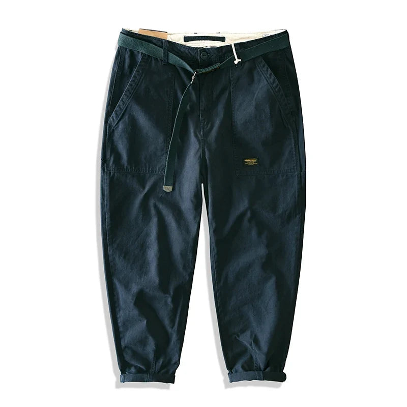 Men's Retro Workwear Cargo Pants - Straight-Leg Baggy Casual Trousers