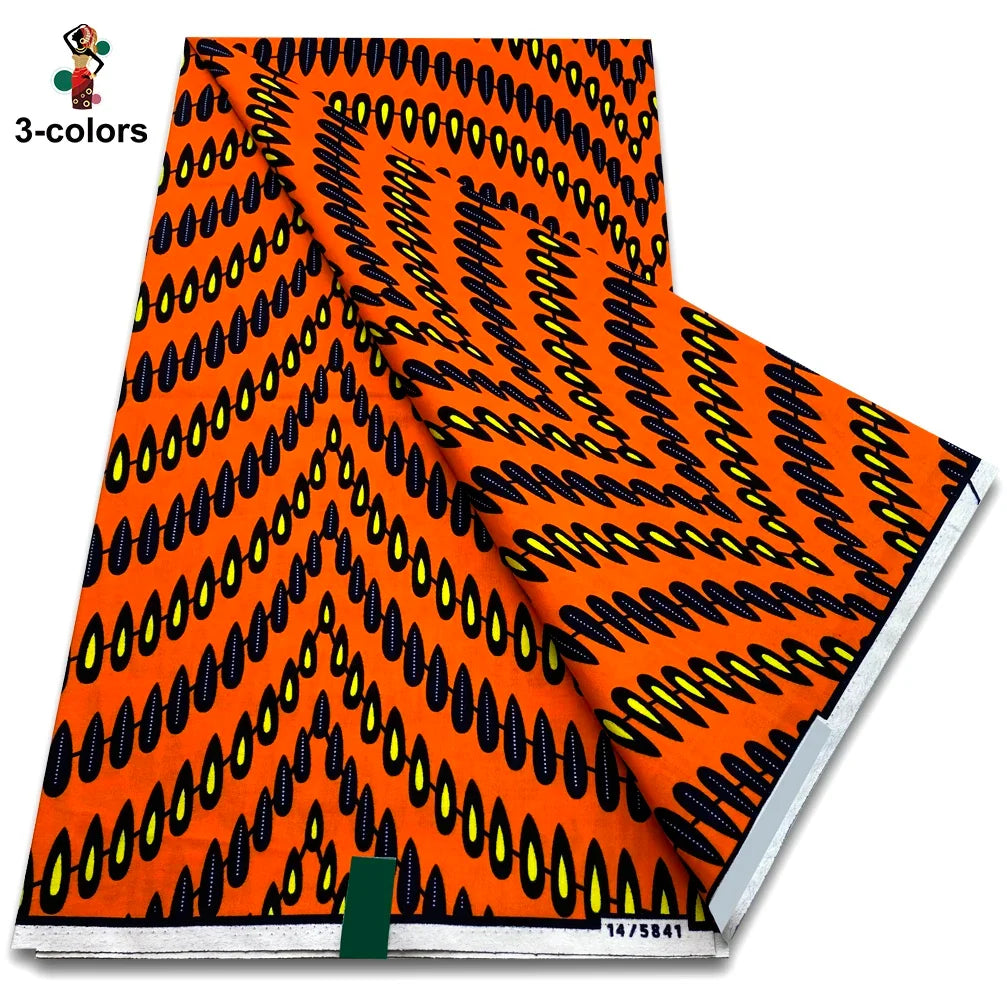 African Real Wax Print Fabric - 100% Cotton Soft Ankara Pagne Material for Dresses