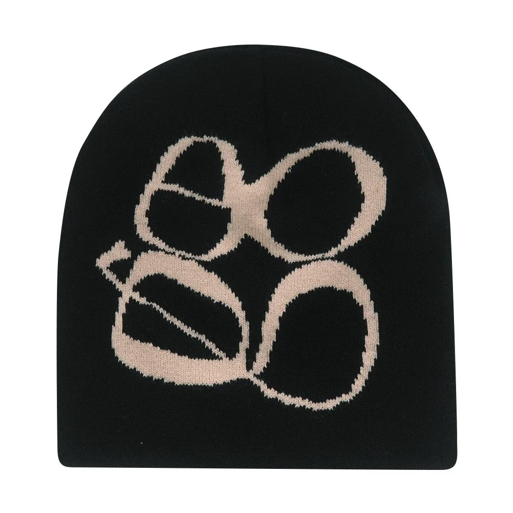 Y2K Letter Knitted Beanie Cap – Unisex Winter Autumn Warm Ski Skullcap, Hip Hop Streetwear Ear Cover Hat for Men & Women