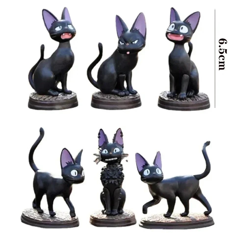 6PCS Cartoon Black Cat PVC Figure Set — Jiji/Gigi Action Dolls, Hayao Miyazaki Collectible Toy for Kids Birthday Gift