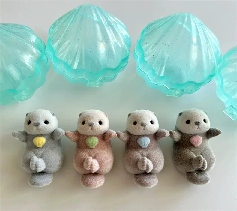 Genuine YELL Gashapon Capsule Toy – Kawaii Flocking Otter Figures for Kids, Desk & Collectible Decor