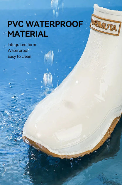 New Waterproof Rain Shoes for Women & Men – Ankle Rain Boots, Anti-Slip, Wear-Resistant, Plush for Summer & Winter