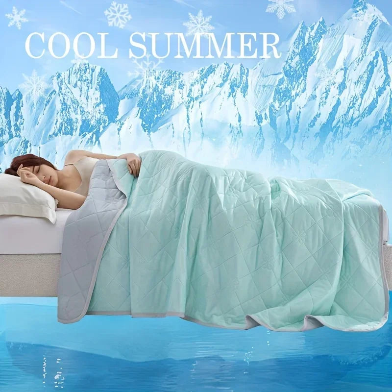 Dual-Sided Large Cooling Blanket for Summer – Lightweight Quilted Polyester Throw for Hot Sleepers, Soft & Machine Washable Bedding