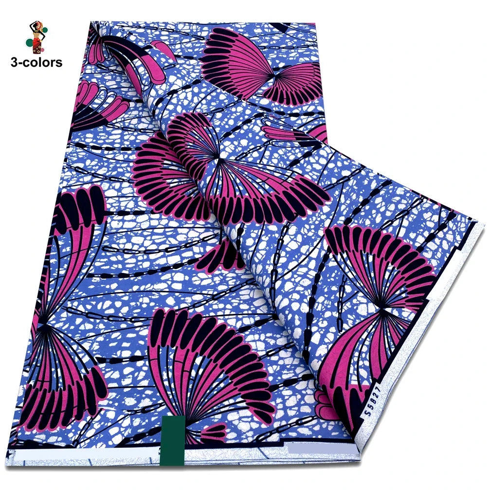 African Ankara Wax Fabric - 100% Cotton Soft Pink Pagne Fashion Print