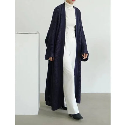 Autumn Winter Women’s Long Knitted Cardigan Sweater – Casual Loose Warm Long Sleeve Coat