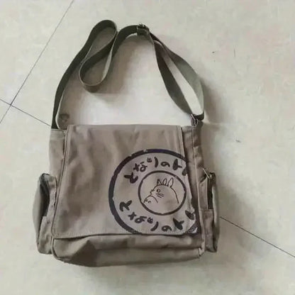 Women’s Large Capacity Canvas Shoulder Bag – Cartoon Crossbody Messenger Tote Bag for Everyday Use