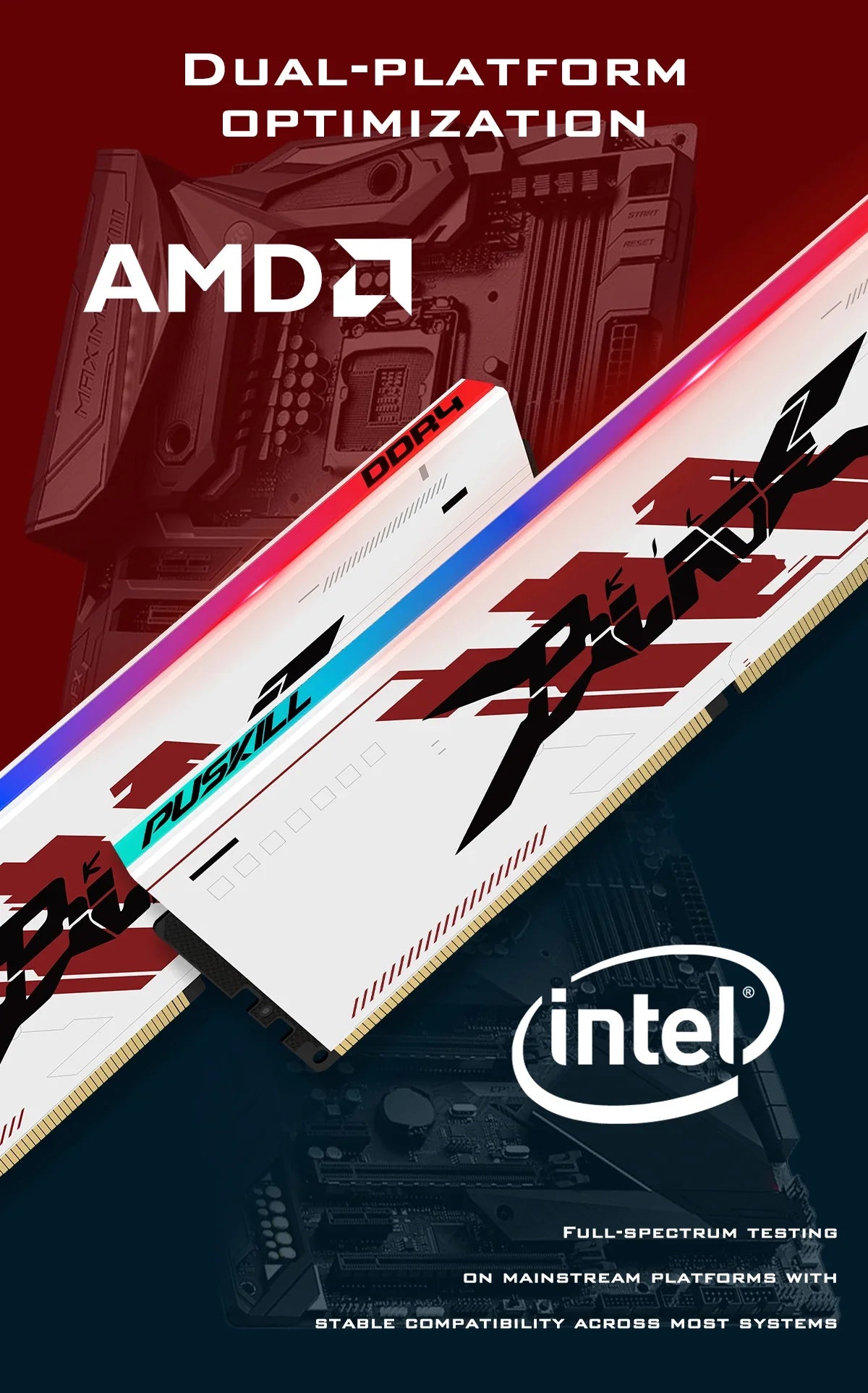 PUSKILL RGB DDR4 Gaming RAM – 8GB/16GB 3200MHz-3600MHz DIMM Desktop Memory