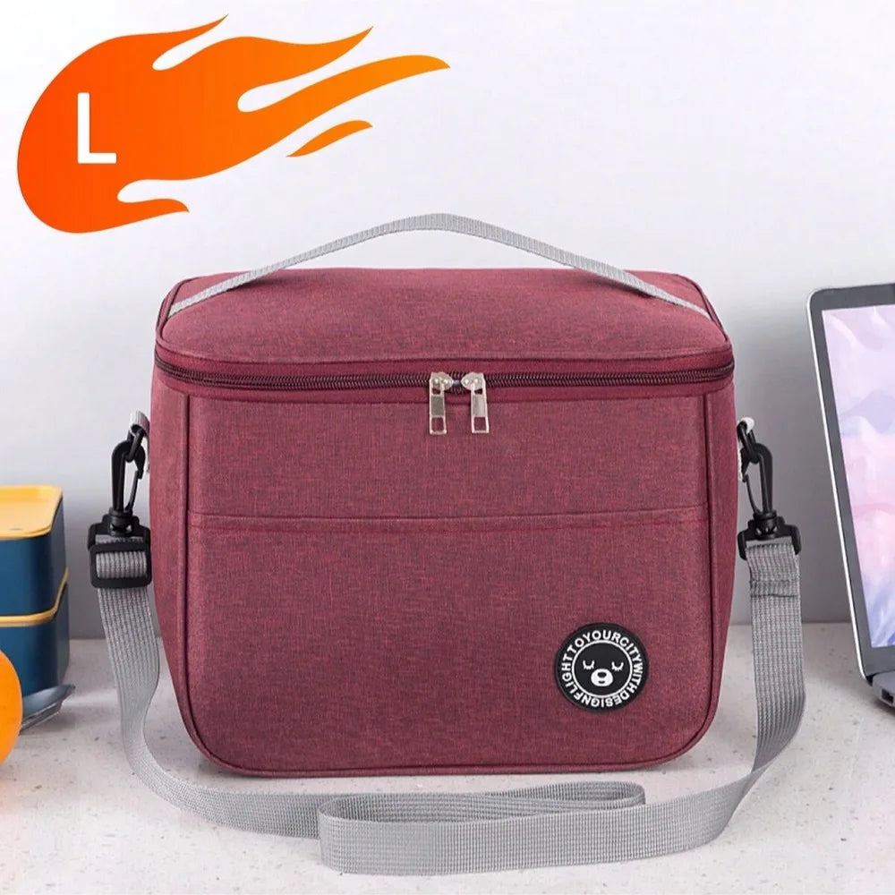Insulated Handheld Lunch Bag with Shoulder Strap – Thickened Waterproof Student Lunch Box Tote
