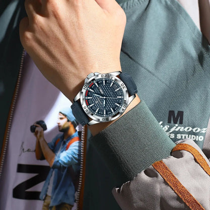 POEDAGAR Men’s Luxury Wristwatch – Waterproof Quartz Sport Watch with Luminous Hands, Date & Week Display, Leather Strap