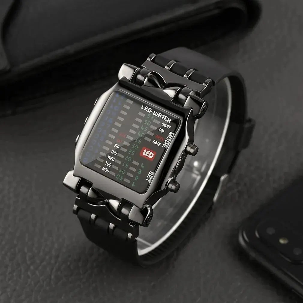 Binary LED Watch – Creative Waterproof Business Electronic Watch for Men, Luminous Sports Couple Gift with Date and Time Display