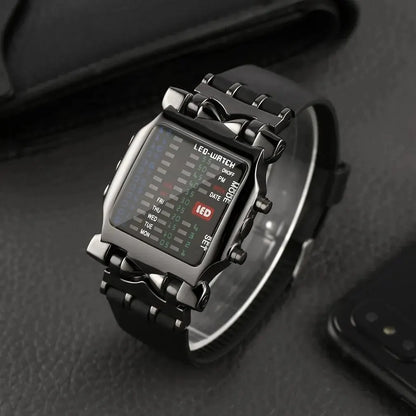 Binary LED Watch – Creative Waterproof Business Electronic Watch for Men, Luminous Sports Couple Gift with Date and Time Display