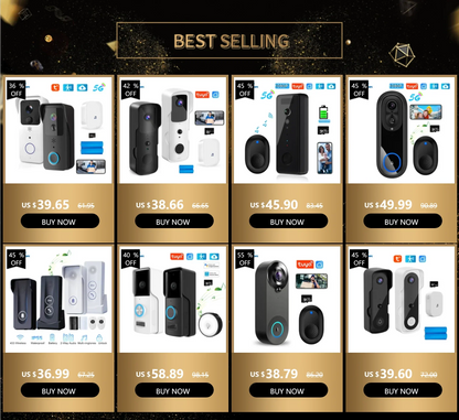 5G/2.4G WiFi 1080P Wireless Video Doorbell — Tuya App Smart Intercom, IP65 Waterproof, 7000mAh Battery