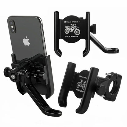 Aluminum Alloy Motorcycle & Bicycle Phone Holder — GPS Mounting Clip & Handlebar Bracket