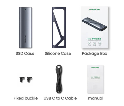 UGREEN M2 SSD Case – NVMe SATA Dual Protocol M.2 to USB Type C 3.1 Adapter, SSD Disk Box for PCIe NGFF & SATA SSD