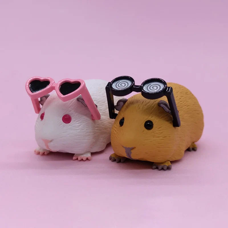 Guinea Pig with Sunglasses Blind Box – Cute Mini Anime Action Figure, Kawaii Desktop Decoration & Collectible Toy, Birthday Gift