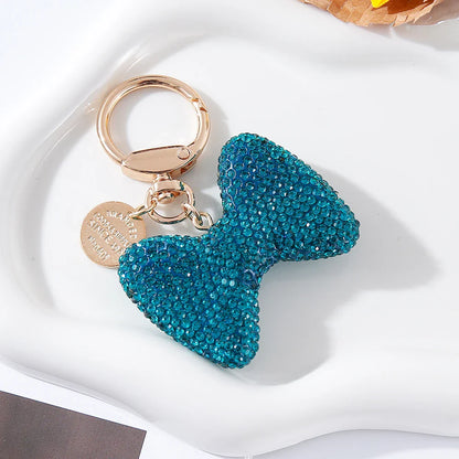 Full Crystal Clay Bow Keychain – Elegant Car, Bag & Purse Charm Gift Ornament