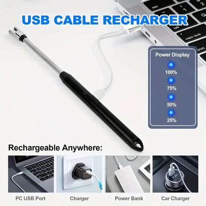 Rechargeable Electric Plasma Arc Lighter – Windproof USB Candle & BBQ Ignition Tool for Camping, Kitchen & Fireplace Use