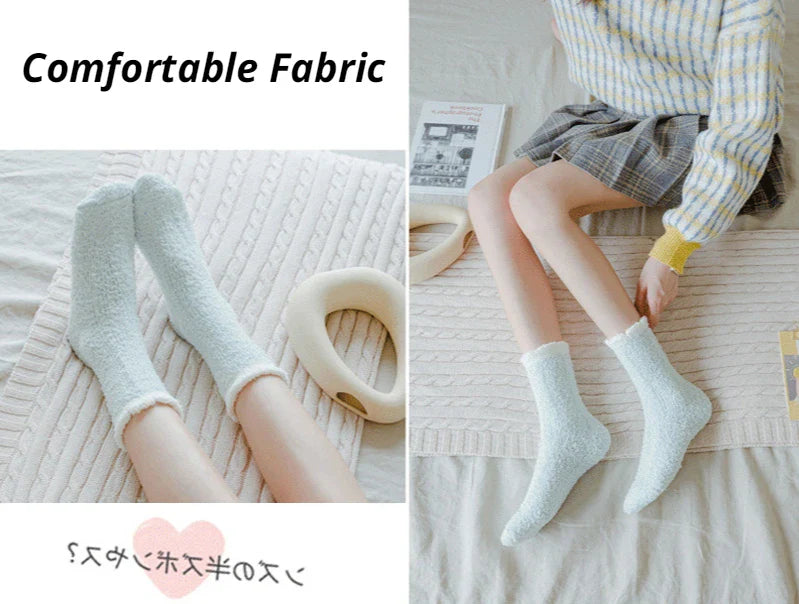4 Pairs Women's Winter Fuzzy Socks – Thick Thermal Soft & Fluffy Slipper Socks for Home & Sleeping