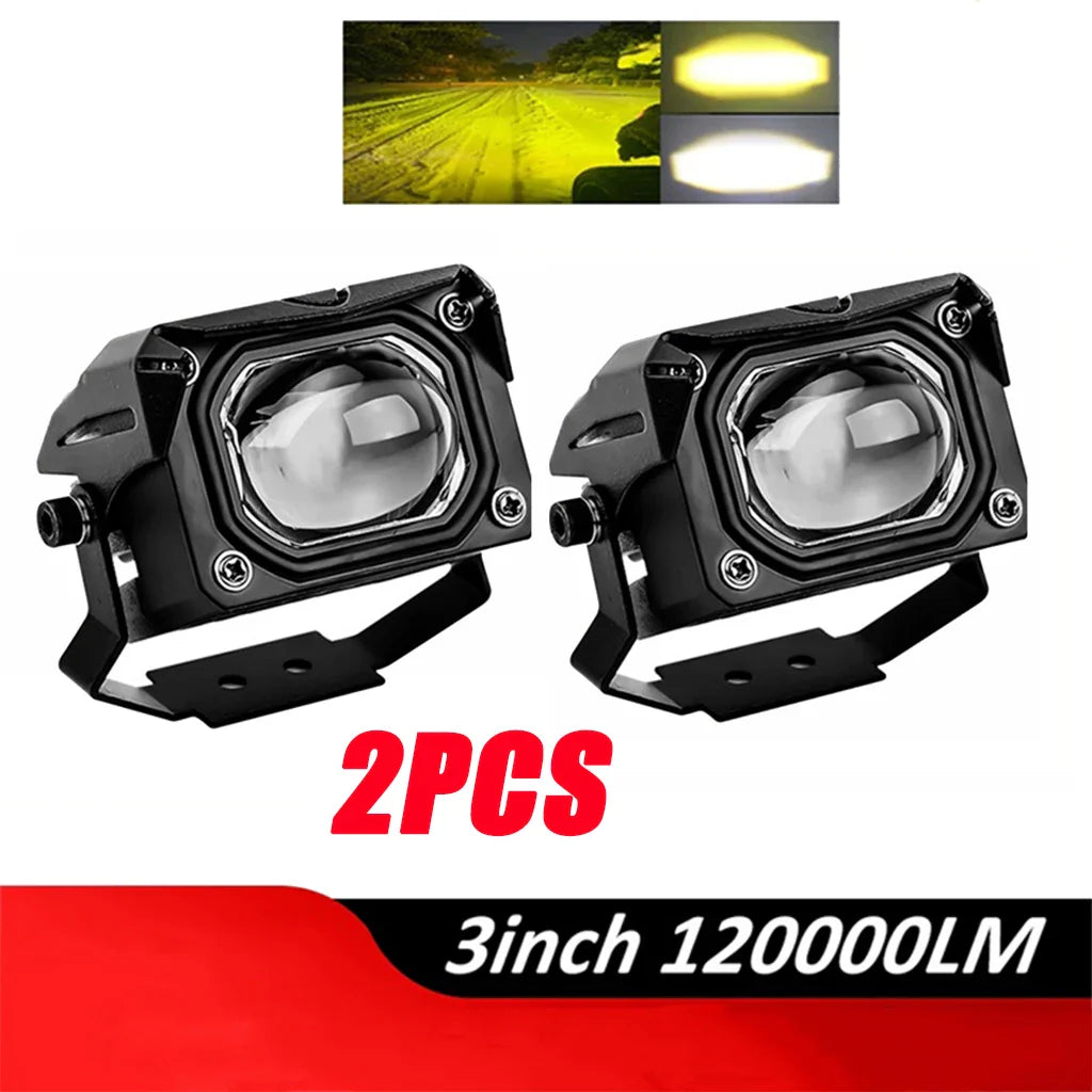 1/2PCS V7 Pro Mini LED Driving Light — 40W High/Low Beam with White & Yellow Korea LED Chip