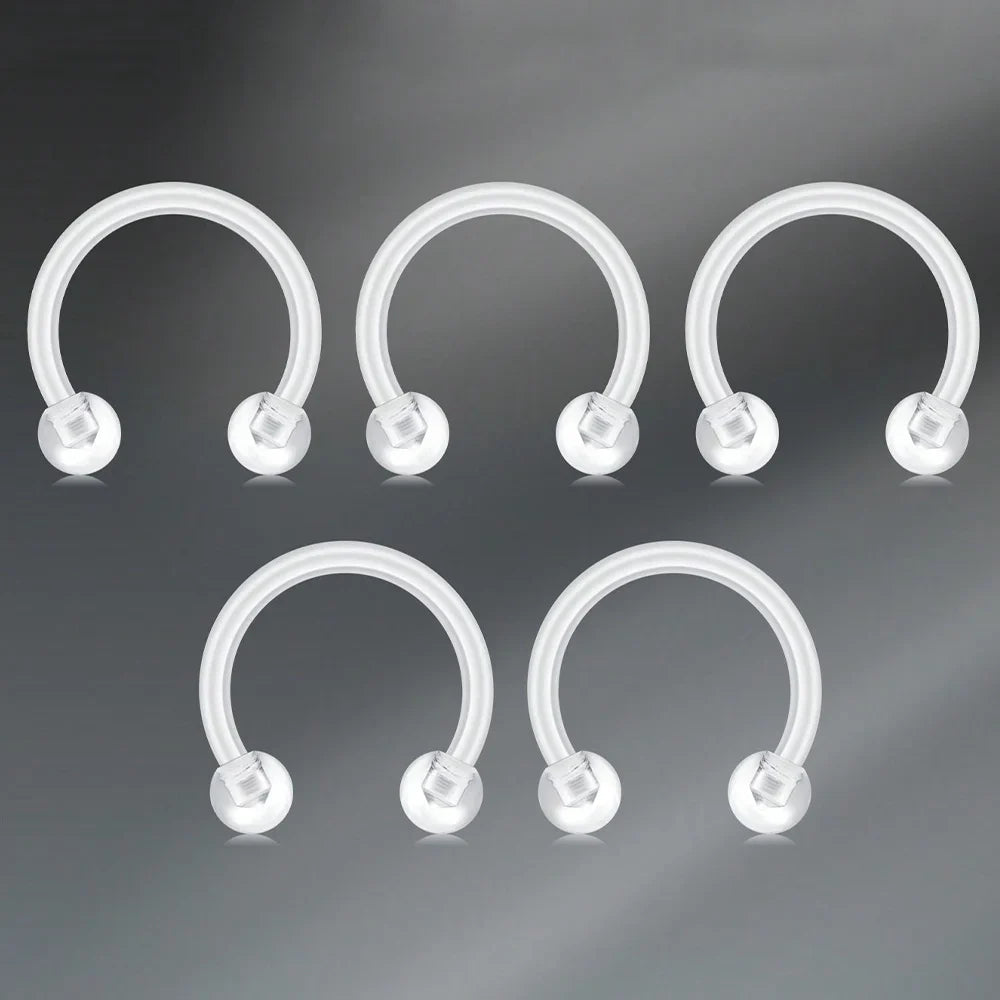 Transparent UV Acrylic Body Piercing Set – Navel, Nose, Septum, Ear & Lip Rings