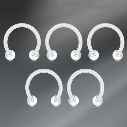 Transparent UV Acrylic Body Piercing Set – Navel, Nose, Septum, Ear & Lip Rings