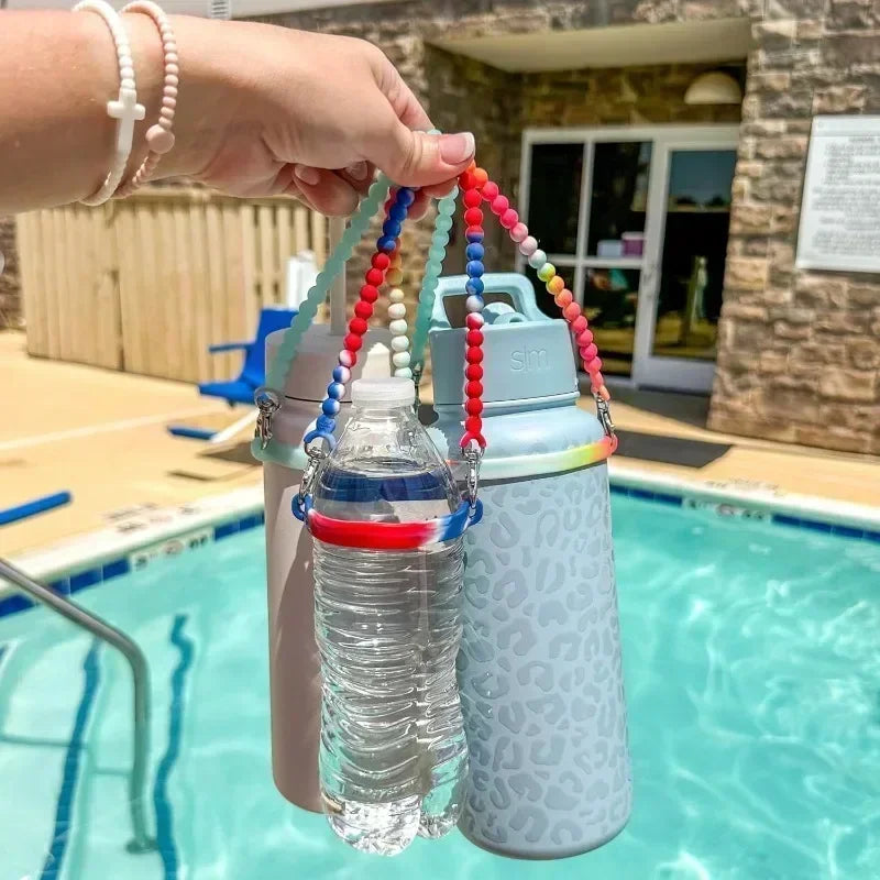 Silicone Water Bottle Handle and Sling Holder - Fits 8-40oz Bottles, Compatible with Stanley Cup Accessories