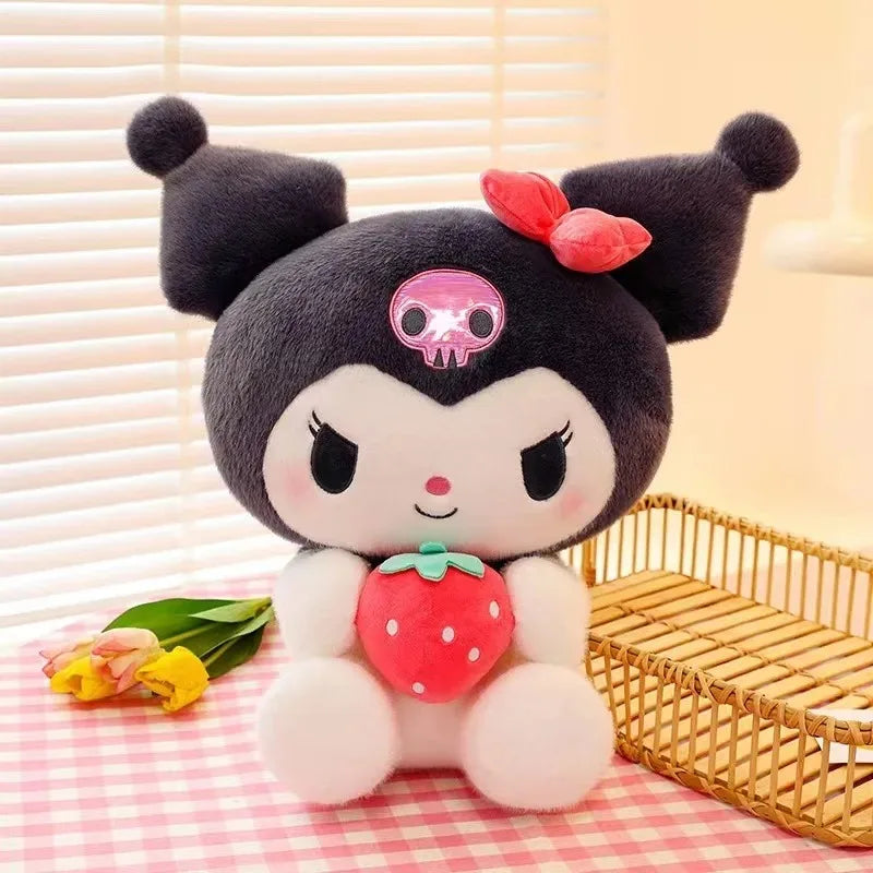 22/35cm Sanrio Strawberry Kuromi Pillow Plush Toy – Soft Stuffed Animal & Strawberry Melody Doll, Gift for Girls
