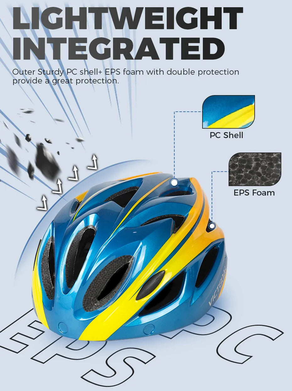VICTGOAL Bicycle Helmet for Men - With Taillight, Magnetic Goggles, UV400 Lens & Sun Visor, MTB & Electric Scooter Bike Safety Helmet
