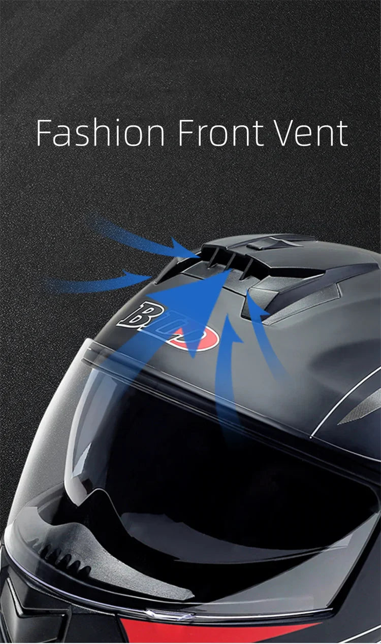 BLD Personalized Full Face Motorcycle Helmet – Dual Lens Modular Flip-Up Casco Moto for Men & Women