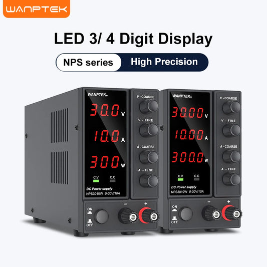 Wanptek Adjustable Laboratory DC Power Supply – 30V/60V/120V with Digital Display Voltage Regulator for Lab Bench