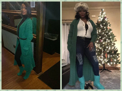 Open Front Cable Knit Longline Cardigan for Women – Long Sleeve, Loose Fit, Casual Fashion Knitwear, Solid Color