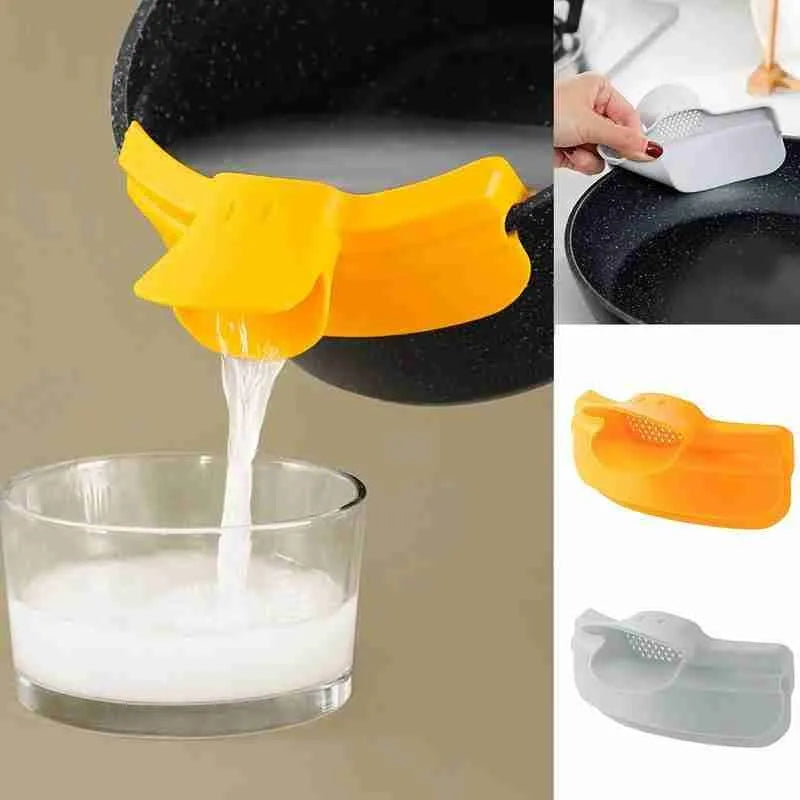 Silicone Anti-Spill Duckbill Drain Pans - Leak-Proof Pot with Round Mouth Edge, Liquid Deflector Funnel, Soup Diversion Kitchen Tool