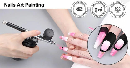 Portable Wireless Airbrush Kit — Handheld Electric Spray Gun with Compressor for Coloring, Tattoo, Graffiti & Model Painting