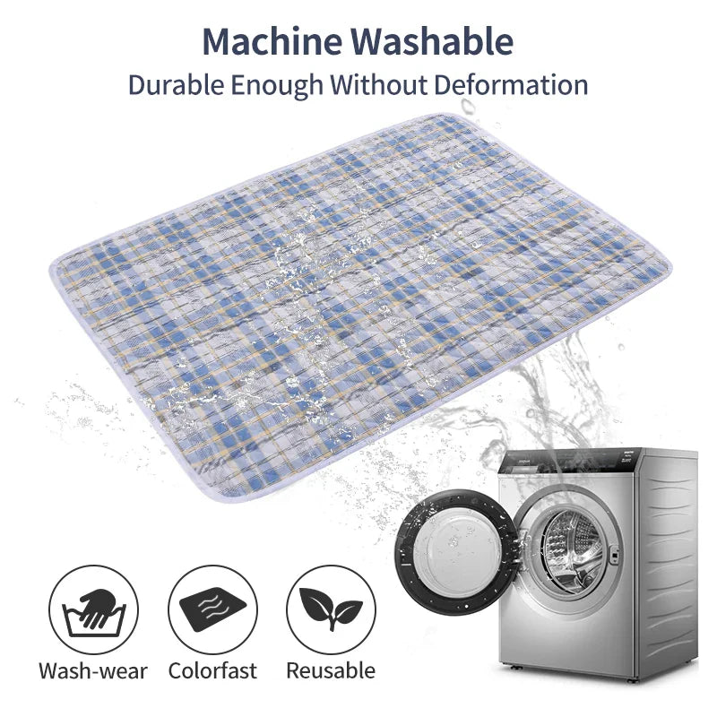 Washable Dog Pee Pad – Absorbent Reusable Plaid Pet Training Mat & Toilet Seat Cover (Home/Outdoor)