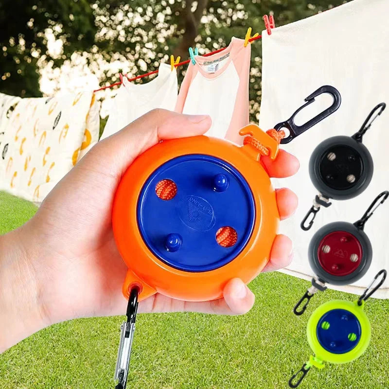 8m Non-Perforated Retractable Clothesline - Portable Travel Drying Rack for Outdoor Camping - Windproof Hanging Rack for Clothing