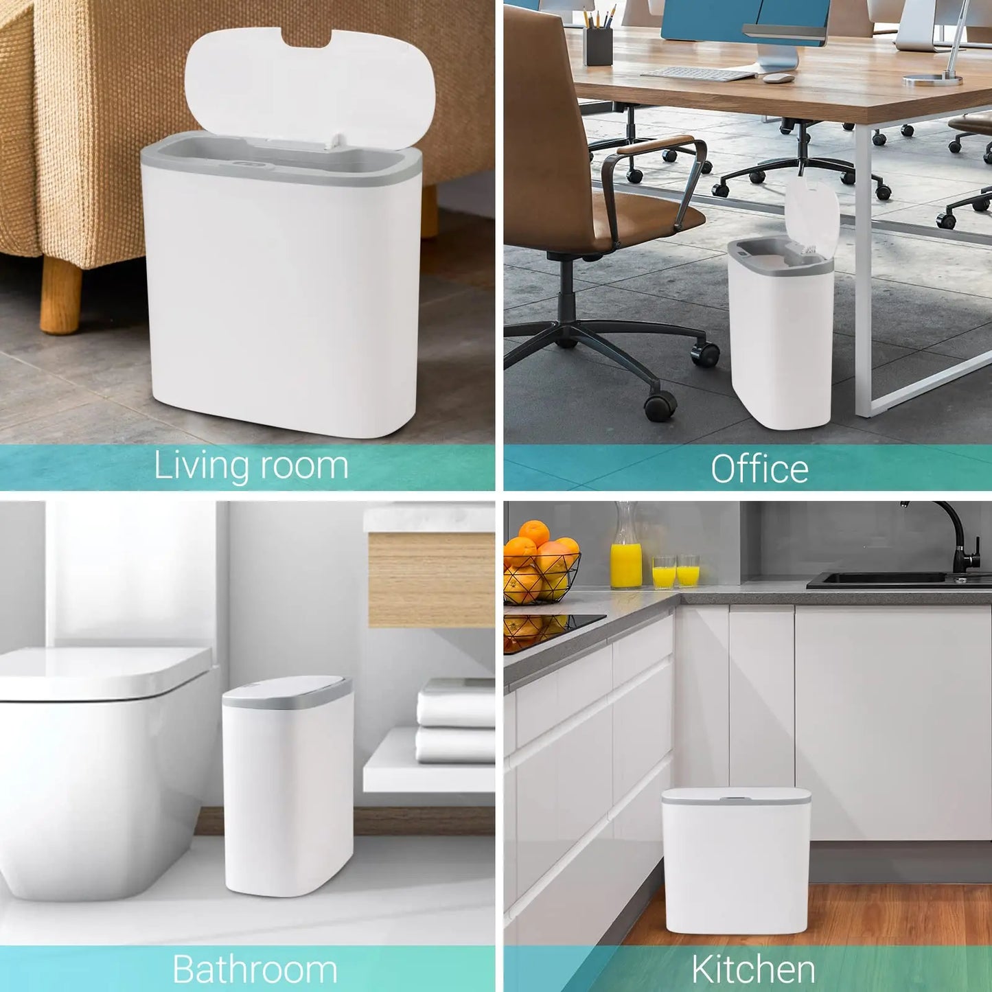 Automatic Touchless Trash Can - Motion Sensor Waterproof Slim Waste Bin for Bathroom, Kitchen & Bedroom