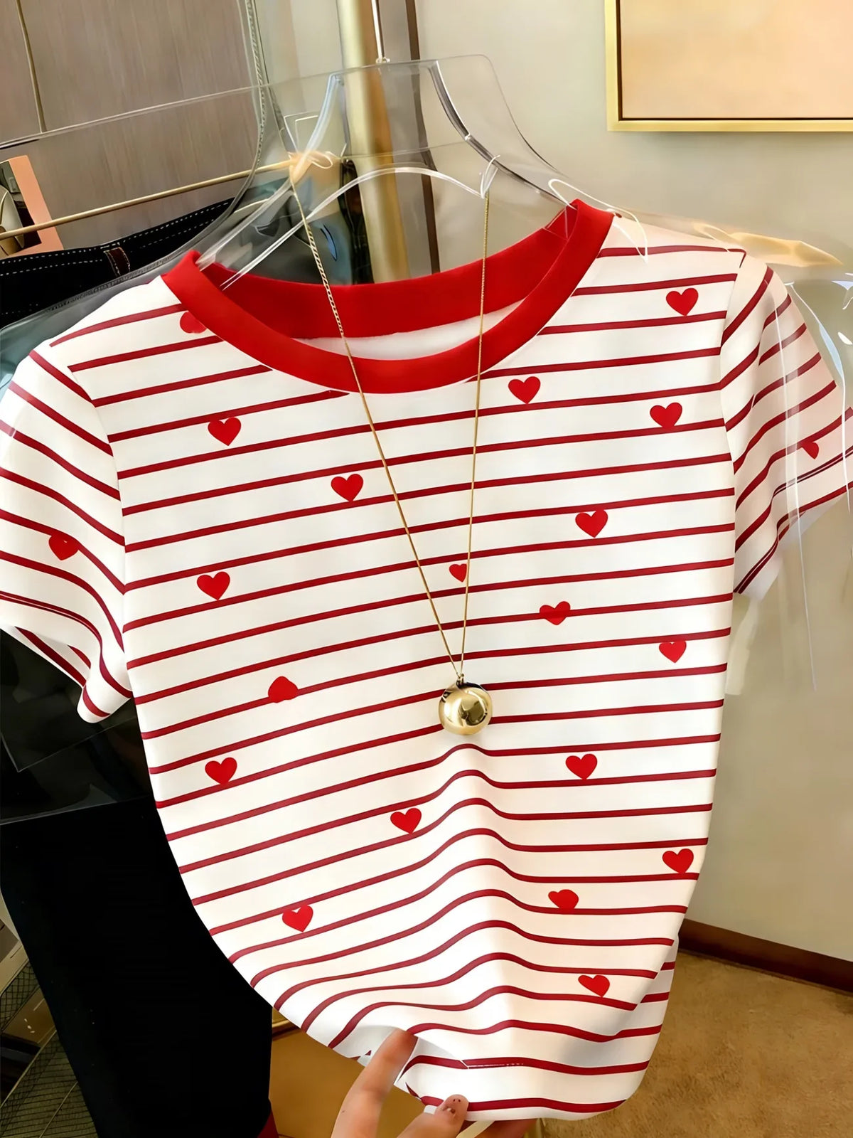Women’s Rainbow Striped Oversized T-Shirt – Casual Crew Neck Short Sleeve Summer Soft Daily Wear Tee