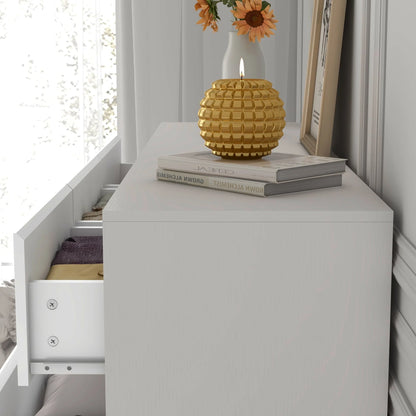 55-Inch Modern 7-Drawer Dresser – High Gloss White/Black Wooden Chest for Bedroom Storage