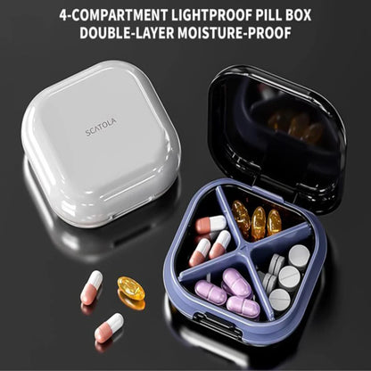 Mini Travel Pill Box — Lightweight 4 Compartment Pocket Medicine Organizer