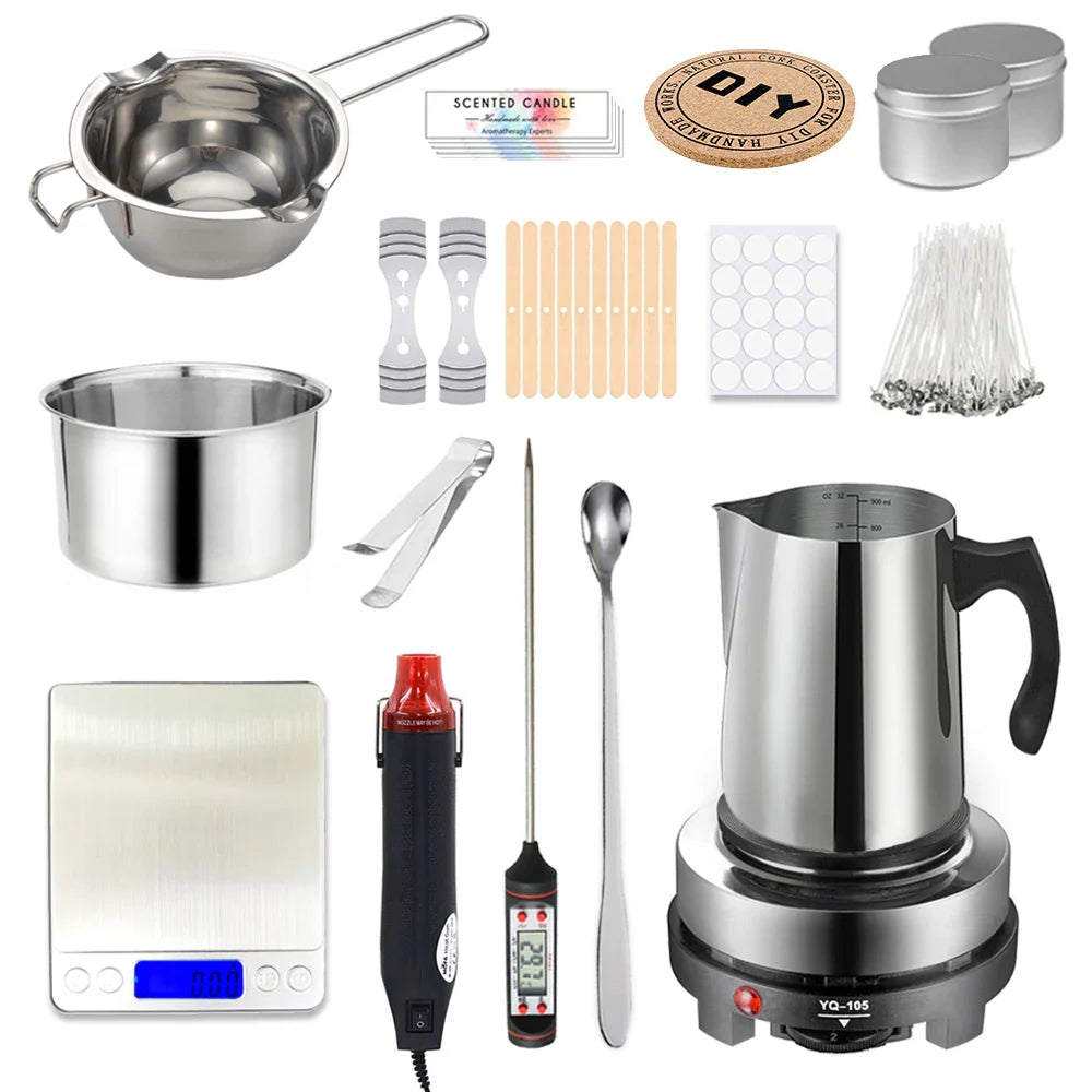 Candle Making Kit – Pouring Pot, DIY Supplies & Tools for Handmade Wax Candles, Includes Wax Melting Hot Plate