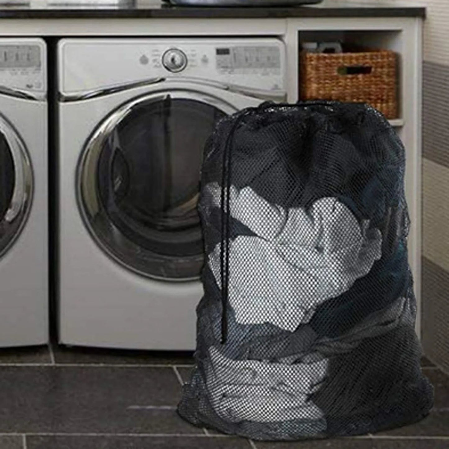 Large 60x90cm Laundry Mesh Bag — Solid Color Drawstring Clothes Washing Bag, Anti-Snag & Deformation
