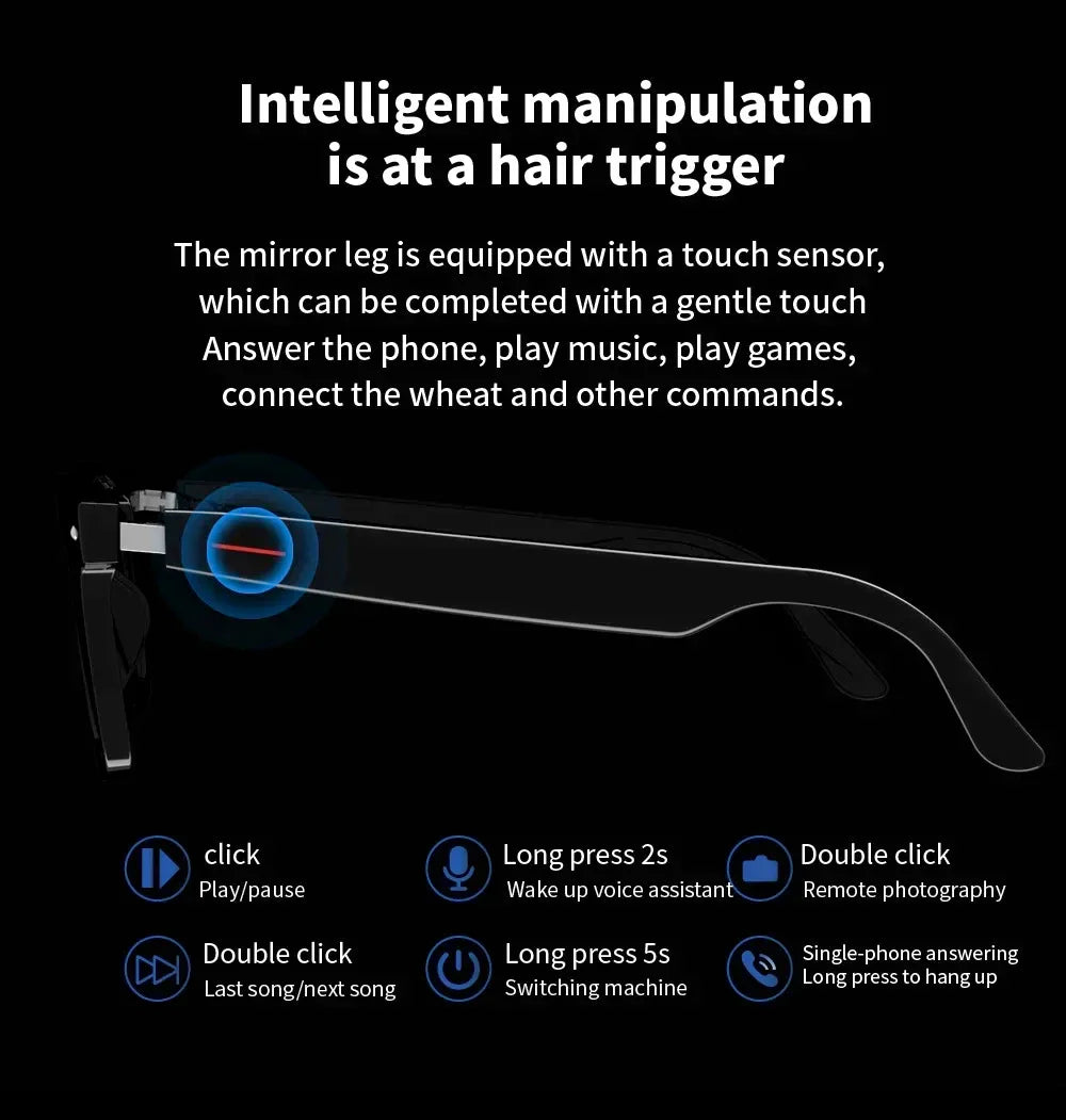 Hiwego Smart Music Sunglasses with Bluetooth Earphones – Wireless HIFI Headset for Driving & Hands-Free Calls