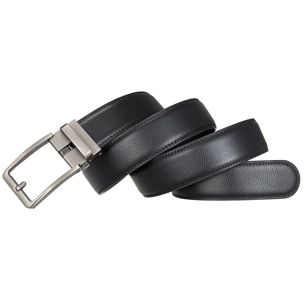 Genuine Leather Men's Click Belt – Luxury Designer Automatic Buckle for Jeans, High-Quality Waist Strap