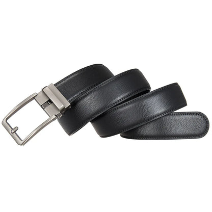 Genuine Leather Men's Click Belt – Luxury Designer Automatic Buckle for Jeans, High-Quality Waist Strap