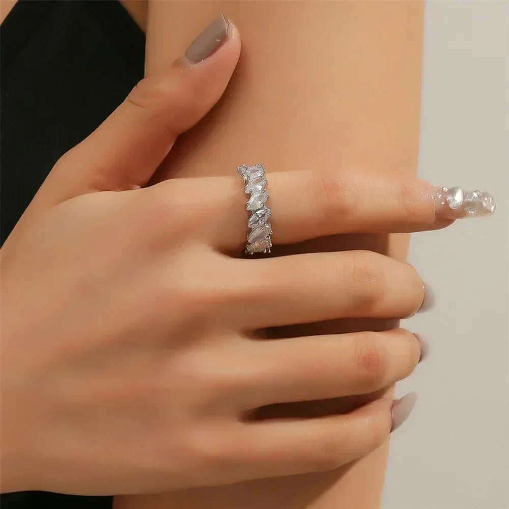 3×6mm Marquise Cut Moissanite Eternity Ring — 925 Sterling Silver Engagement & Wedding Band for Women and Men with GRA Certificate