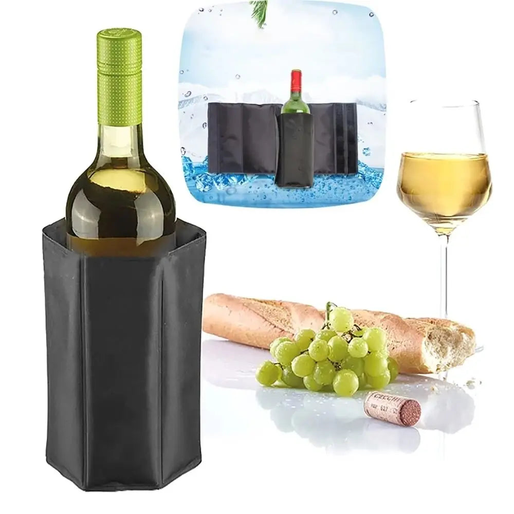 Non-Toxic Reusable Wine Cooler Sleeve – Universal Folding Bottle Chiller with Durable Ice Pack