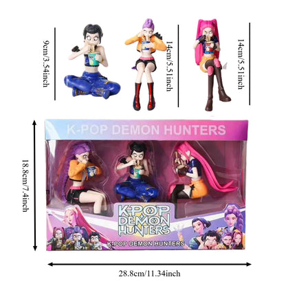 22cm K-Pop Demon Hunters Anime Figures – Rumi, Zoey, Mira, Saja Vinyl Action Toy Collectibles for Fans & Cosplay Gifts