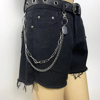 Punk Street Moon & Star Keychain – Goth Skull Rivet Waist Chain for Jeans, Unisex Rock Accessories