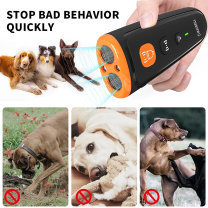 Ultrasonic Dog Bark Deterrent - Anti-Barking Device with 3 Training Modes, No Dog Noise, and USB Rechargeable