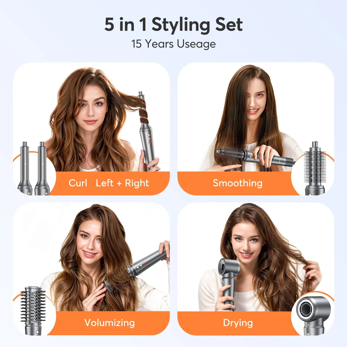 Bopcal 5-in-1 Hair Dryer & Hot Air Comb – 1200W High-Speed Blower with Curling Iron & Multifunction Styling Tools